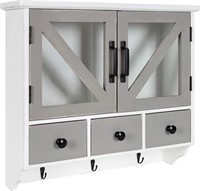 Wood Wall Cabinet  21x6x20  White/Gray