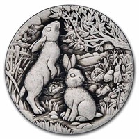 2023 Australia 2 Oz Silver Year Of Rabbit Antiqued