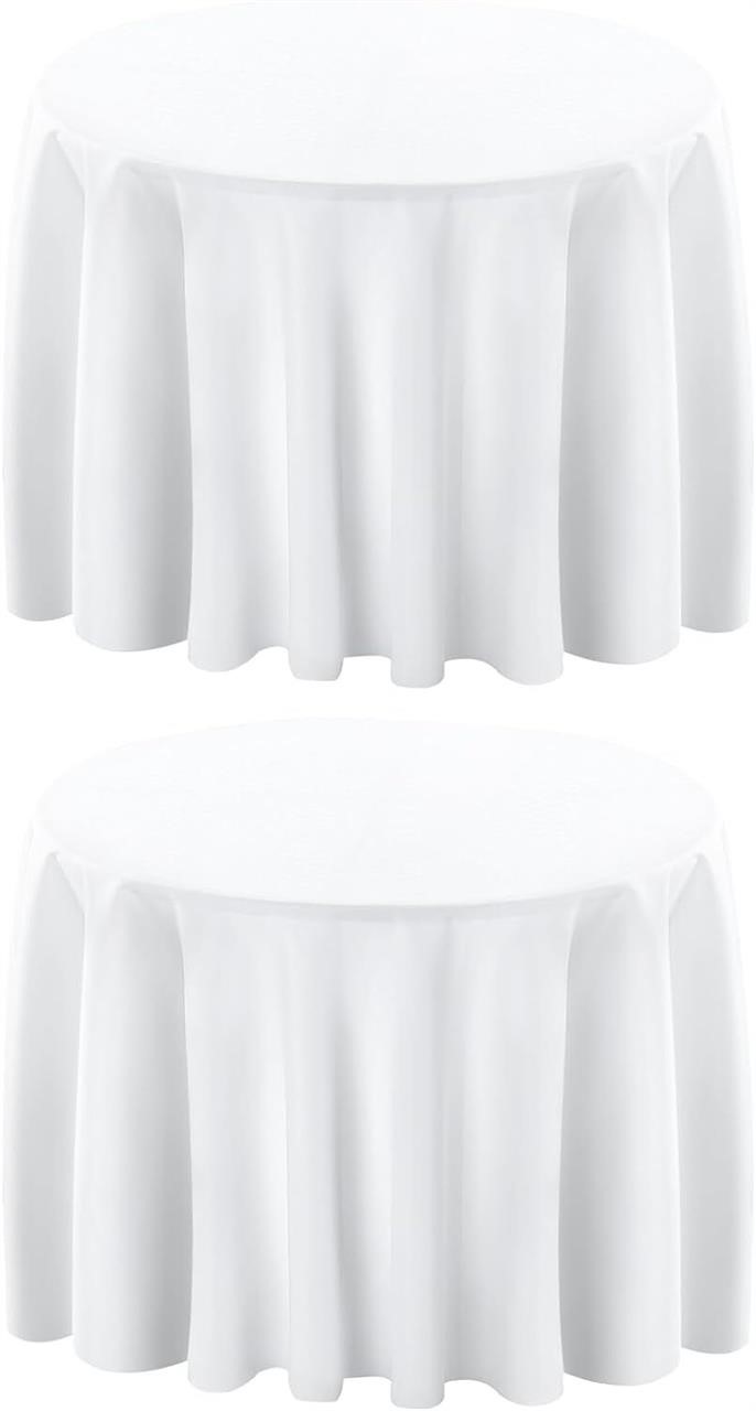 Surmente 132in Round Tablecloth  White  2Pk