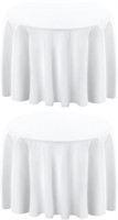 Surmente 132in Round Tablecloth  White  2Pk