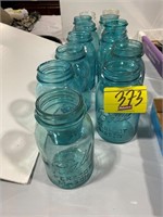 GROUP OF 13 ANTIQUE GLASS CANNING JARS