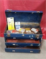 Vintage Metal Toolbox with some random items