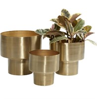 $80 7 8 and 10” 3 pack gold metal planters