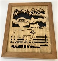 Wood Carved Horse Wall Art 14.5" x 12.5"