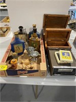 DECANTERS, ELVIS 8-TRACK TAPES, WOODEN JEWELRY