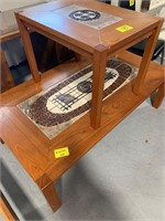 MATCHING TILE-TOP COFFEE TABLE & END TABLE