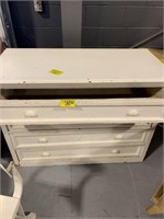 WHITE PAINTED 42" LONG WOODEN CHEST OF DRAWERS