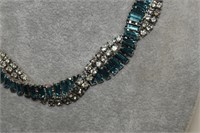 Weiss Entertwined Blue & White Rhinestone Necklace