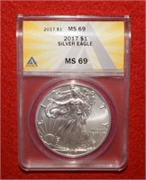 2017 Silver Eagle  MS69  ANACS