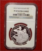 2010P Boy Scouts Silver Dollar  PF69 Ultra Cameo