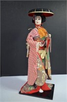 Vintage Japanese Geisha Doll (Kimono Chirimen) 17"