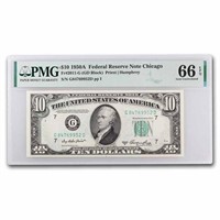 1950-a (g-chicago) Ten Dollar Frn 66 Epq Pmg