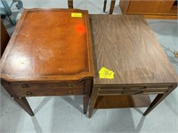 LEATHER TOP ACCENT TABLE, WOODEN END TABLE