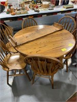 4FT ROUND KITCHEN TABLE & 6 MATCHING CHAIRS, 1