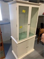 6FT TALL WHITE GLASS-DOOR CABINET