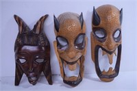 African Carved Demon Masks And Other Carved Mask