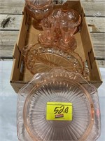 GROUP OF PINK DEPRESSION GLASS OF ALL KINDS