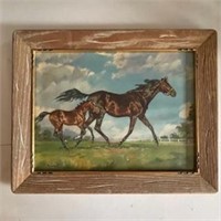 Watercolor on Board Signed Konrad J. "Horses"