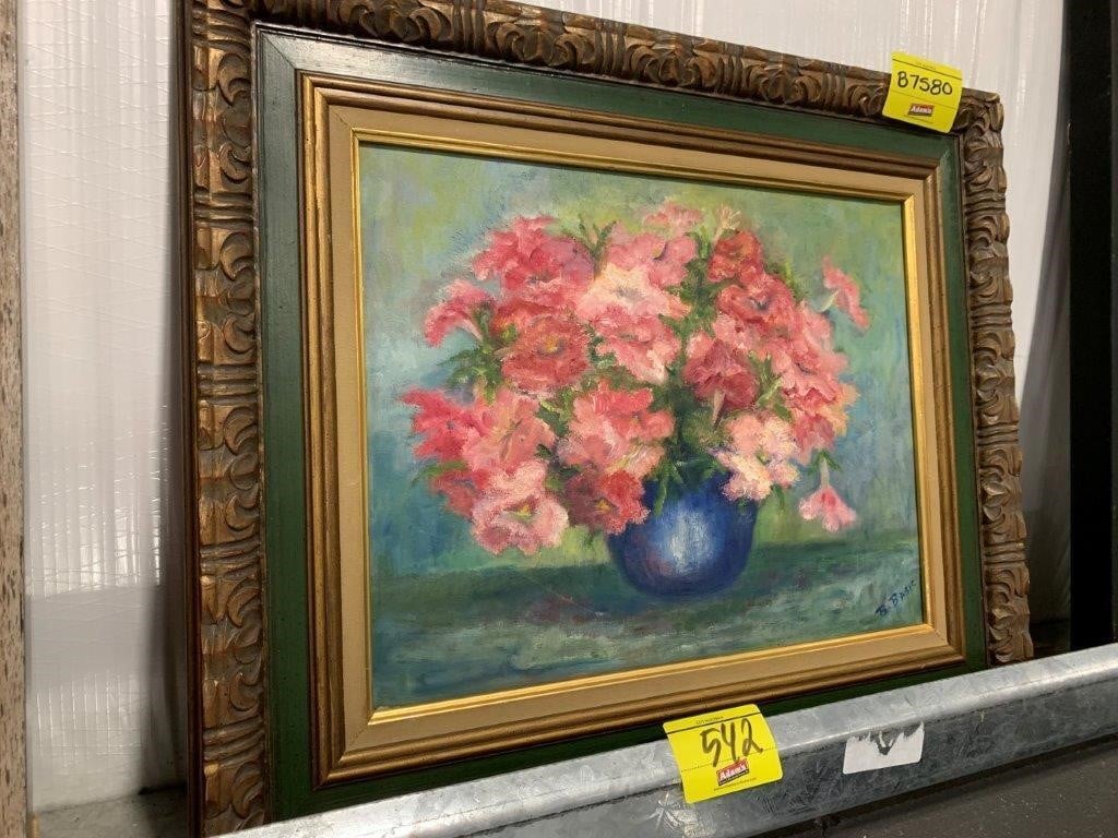 ARTIST SIGNED FLORAL STILL LIFE OIL PAINTED ON