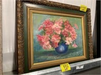 ARTIST SIGNED FLORAL STILL LIFE OIL PAINTED ON