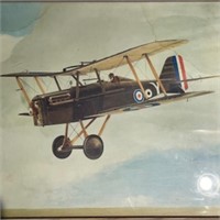 Vintage "Plane" Art Print on Cardboard in Wood Fra