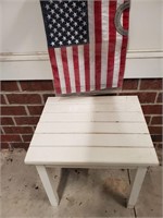 Small outdoor table and garden flag