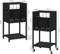 Black Record Player Stand with Vinyl Storage