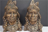 2- 1966 Native American Indian Bust Statues,