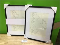 Pencil Drove Doves Framed Picture lot of 4