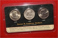 1979, 1980 & 1999 Susan B Anthony Dollars - Sealed