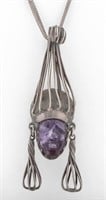 Taxco Mexican Sterling Amethyst Pin Pendant