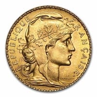 France Gold 20 Francs French Rooster 1899-1914