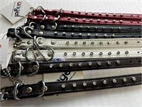 8 XS Genuine Leather Bling Dog Collars/ New
