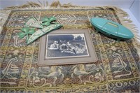 Vintage Table Scarf, MCM Singer Case, Funeral