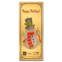 1/10 Gram Gold Aurum Holiday Snowman Note (24k)