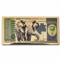2022 Gabon 1/1000 Oz Gold Elephant Note W/ Coa
