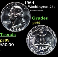 Proof 1964 Washington Quarter 25c Grades GEM++ Pro