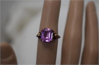 10K Gold & Pink Sapphire Ring   Sz 5-3/4
