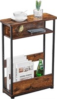 Vintage Narrow Side Table with Storage Shelf,