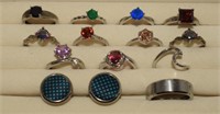 (11) Costume Jewelry Rings, One Band & Cuff Links