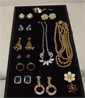 Vtg Earrings, Sarah Coventry Goldtone Necklace,
