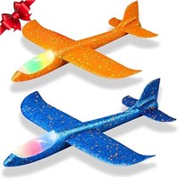 2 Pack LED Light Throwing Foam Airplanes,17.5/''