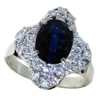 Platinum 3.07 ct Oval Sapphire & Diamond Ring