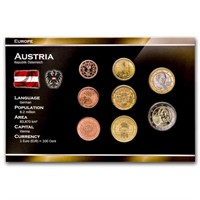 Austria 1 Cent To 2 Euro 8-coin Euro Set Bu