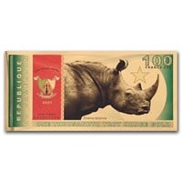 2021 Cameroon 1/1000 Oz Gold Gold Black Rhino Note