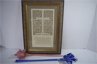Framed Laser Cut Out,Lord's Prayer & Glass Flowers