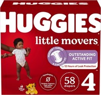 Huggies Little Movers Baby Diapers, Size 4, Giga