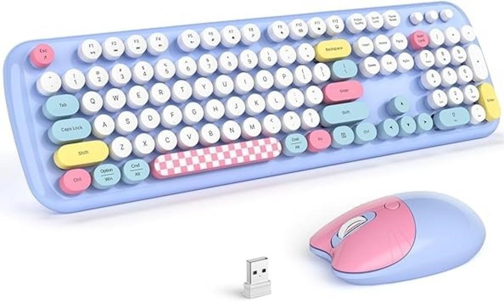 Wireless Keyboard And Mouse Combo, 2.4g Retro Type