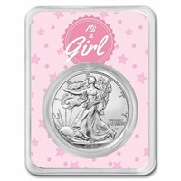 2023 1 Oz Silver Eagle Pink " It's A Girl "card