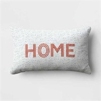 Embroidered 'Home' Lumbar Throw Pillow